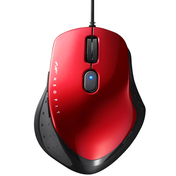 有線 BlueLED 5ボタン NEOFITマウス Mサイズ レッド