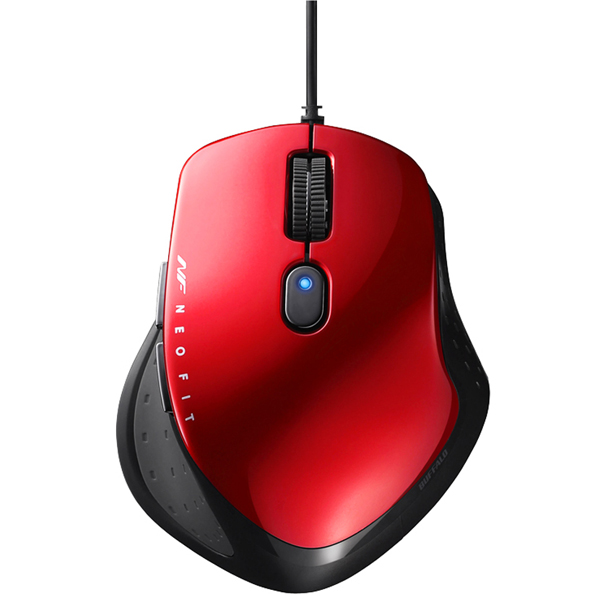 有線 BlueLED 5ボタン NEOFITマウス Sサイズ レッド