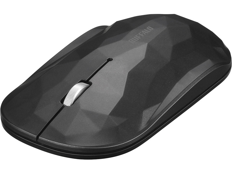 薄型 3ボタン 無線 BlueLEDマウス ジオメトリー ブラック