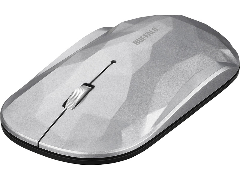 薄型 3ボタン 無線 BlueLEDマウス ジオメトリー シルバー
