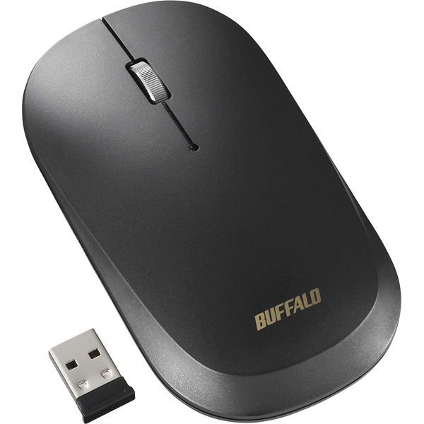 薄型 3ボタン 無線 BlueLEDマウス ノーマル ブラック