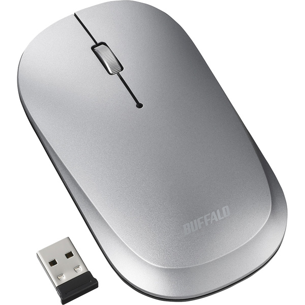 薄型 3ボタン 無線 BlueLEDマウス ノーマル シルバー
