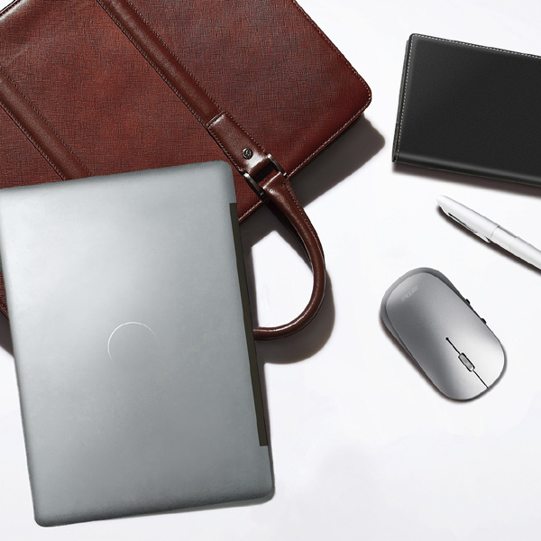 薄型 5ボタン 無線 BlueLEDマウス ノーマル シルバー