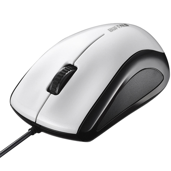 有線レーザー式マウス 静音/3ボタン ホワイト