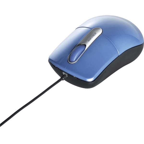 有線光学式マウス 静音/3ボタン Mサイズ ブルー