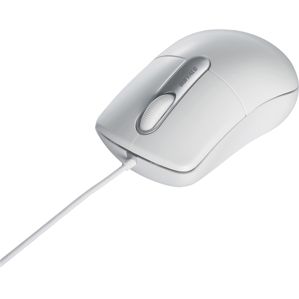 有線光学式マウス 静音/3ボタン Mサイズ ホワイト