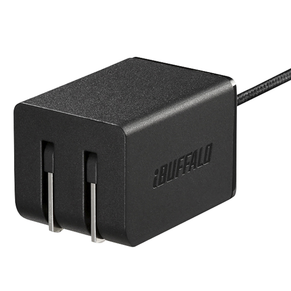 2.4A USB急速充電器 AutoPowerSelect機能搭載 microUSB急速ケーブル一体型タイプ 1.8m/自動判別USBx1 ブラック