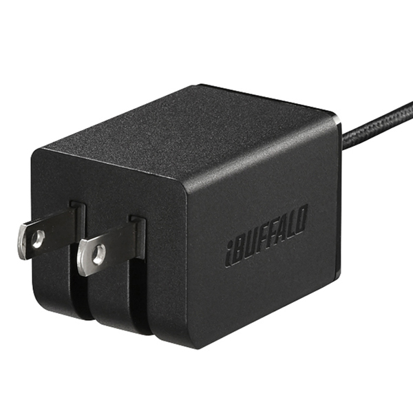 2.4A USB急速充電器 AutoPowerSelect機能搭載 microUSB急速ケーブル一体型タイプ 1.8m/自動判別USBx1 ブラック