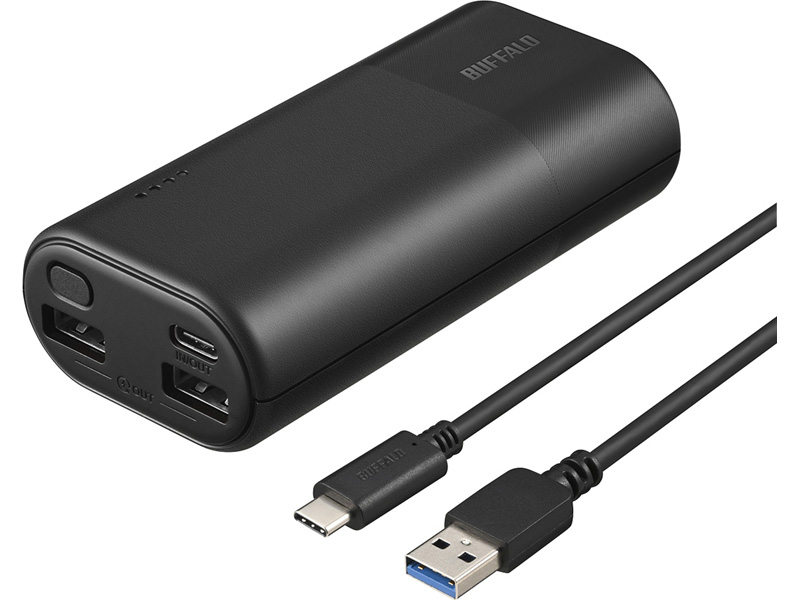 モバイルバッテリー 10000mAh USB Type-C対応 3ポート ブラック