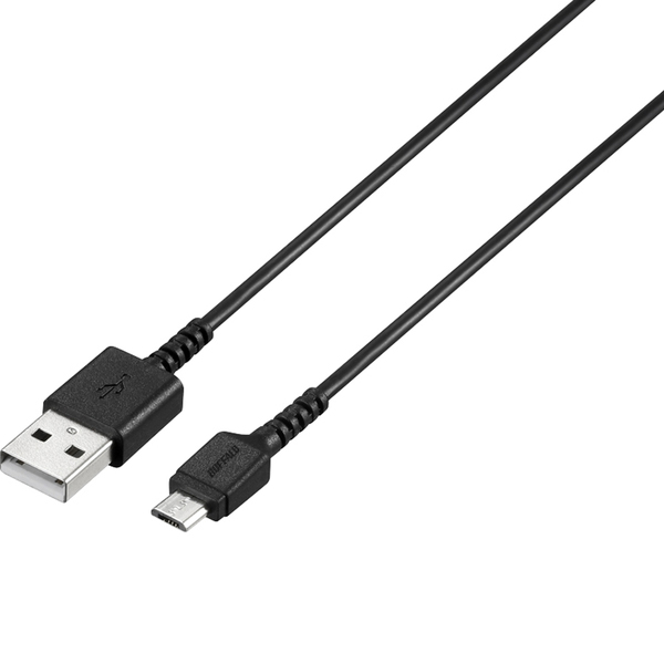 USB2.0ケーブル（Type-A to microB） スリム 1.0m ブラック