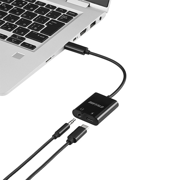 USB Type-C to 3.5mm+PD給電 オーディオ変換アダプター ブラック