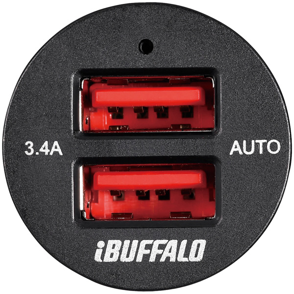 3.4A シガーソケット用USB急速充電器 AutoPowerSelect機能搭載 2ポートタイプ ブラック