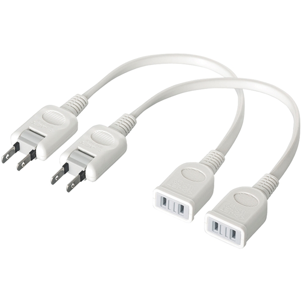 電源延長ケーブル 2本セット 0.2m ホワイト