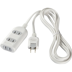 2ピン式電源タップ 3個口タイプ 雷サージ防止付 3m ホワイト