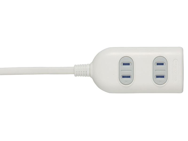 2ピン式電源タップ 3個口タイプ シャッター付 1m ホワイト