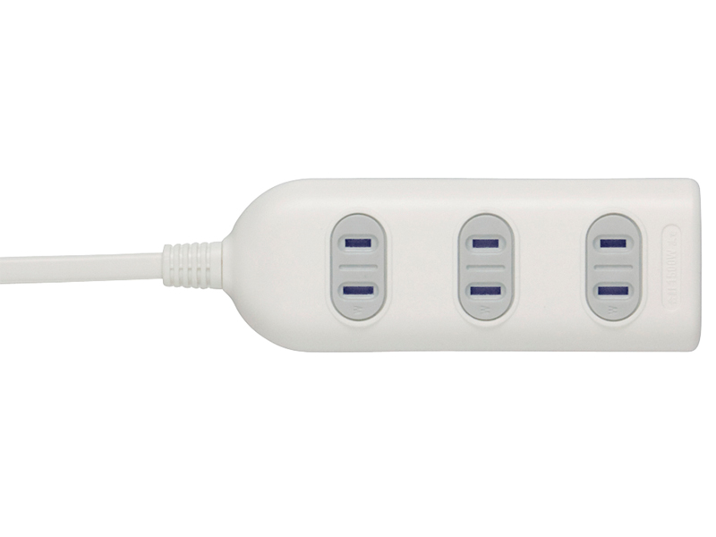 2ピン式電源タップ 4個口タイプ シャッター付 1m ホワイト