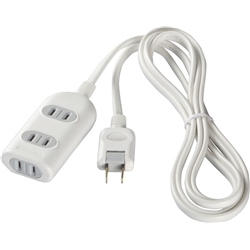 2ピン式電源タップ 3個口タイプ 1m ホワイト