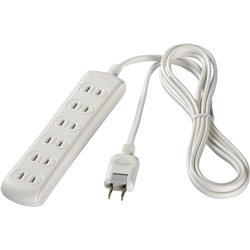2ピン式電源タップ 6個口タイプ 1m ホワイト