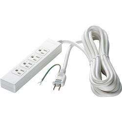 3ピン式電源タップ 4個口タイプ 2m ホワイト