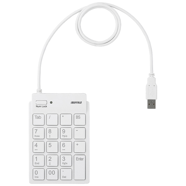 スリムテンキーボード Tabキー付き ホワイト