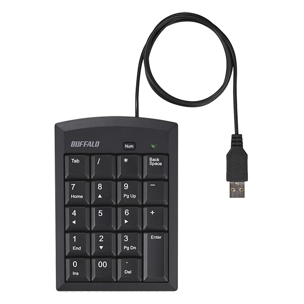 有線テンキーボード Tabキー付き ブラック