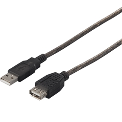 USB2.0延長ケーブル（A to A） 3m ブラックスケルトン
