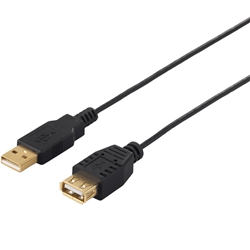 USB2.0延長ケーブル（A to A） スリムタイプ 0.5m ブラック