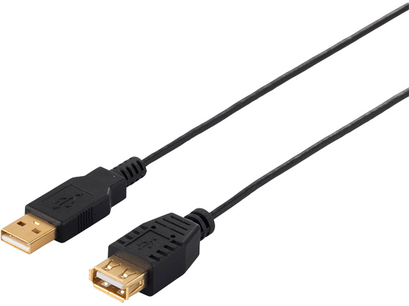 USB2.0延長ケーブル（A to A） スリムタイプ 2.5m ブラック