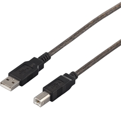 USB2.0ケーブル（A to B） 1.5m ブラックスケルトン