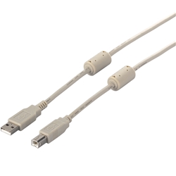 USB2.0ケーブル（A to B） フェライトコア付 5m アイボリー