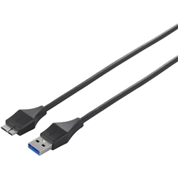 ユニバーサルコネクター USB3.0 A to microB スリムケーブル 1.0m ブラック