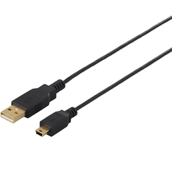 USB2.0ケーブル（A to miniB） スリムタイプ 0.5m ブラック