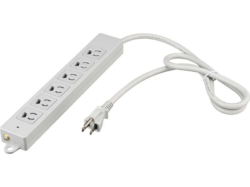 3ピン式電源タップ 2重構造 雷サージ＆ランプ付 6個口/5m ライトグレー