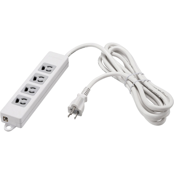 3ピン式電源タップ 4個口 3m ホワイト 2重構造