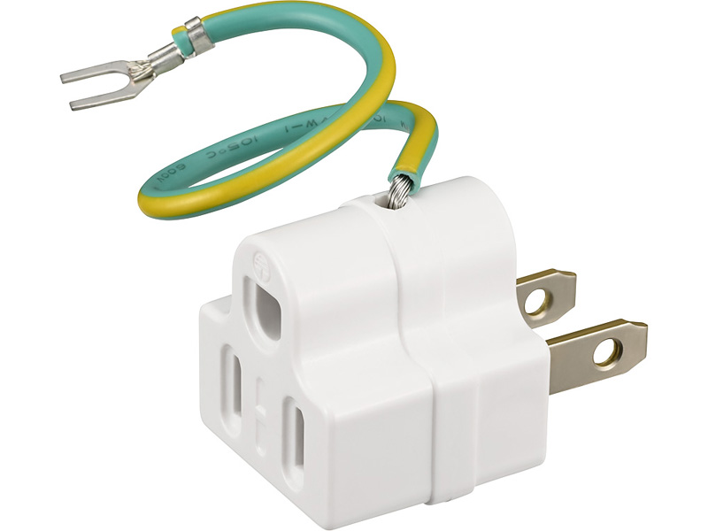 3ピン式電源タップ 2重構造 ランプ&変換アダプター付 4個口 1m ライトグレー