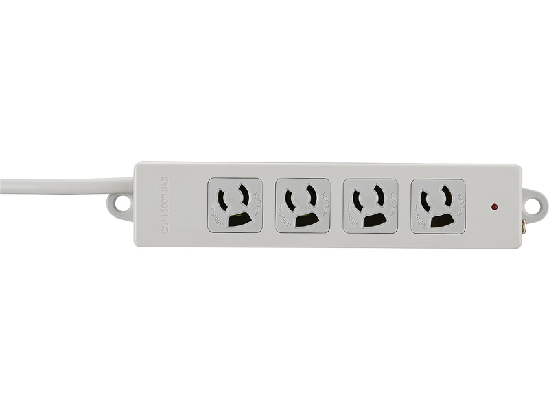 3ピン式電源タップ 2重構造 ランプ&変換アダプター付 4個口 5m ライトグレー