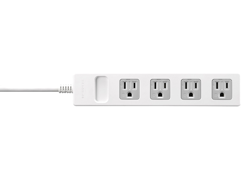 3ピン式電源タップ マグネット＆2重構造 4個口/5m ホワイト