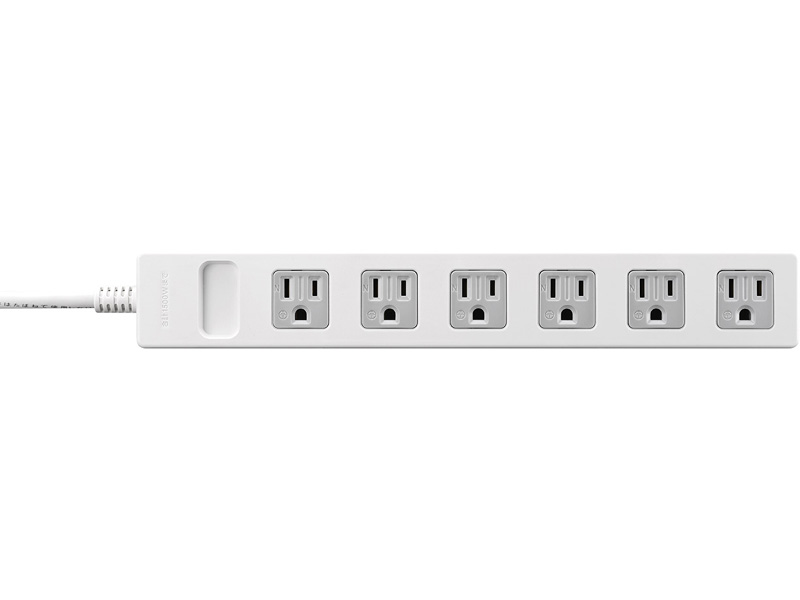 3ピン式電源タップ マグネット&2重構造 6個口/2.5m ホワイト