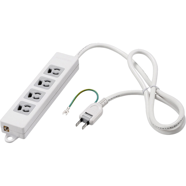 3ピン式電源タップ 4個口 1m ホワイト