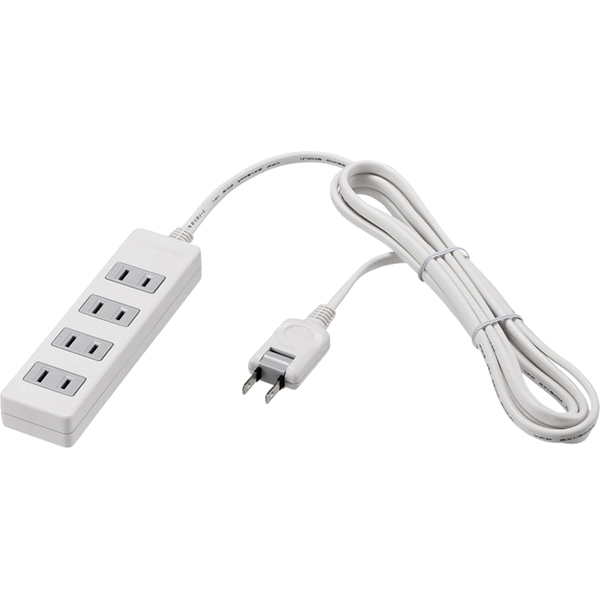 2ピン式電源タップ 4個口 2.5m ホワイト