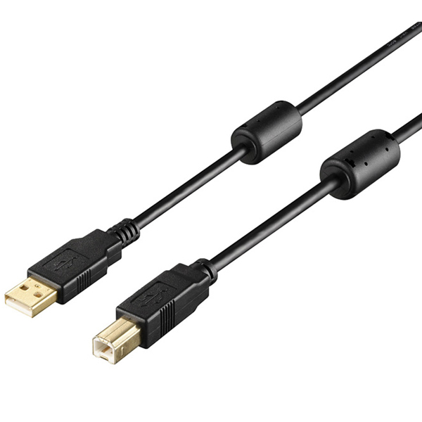 USB2.0 A to B フェライトコア付ケーブル 0.7m ブラック