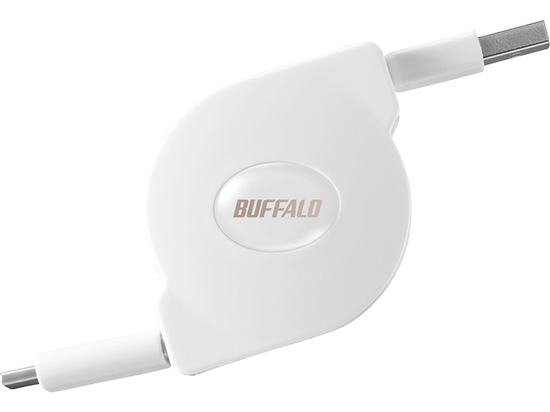 USB2.0 A-C 巻取り式ケーブル 1.2m ホワイト