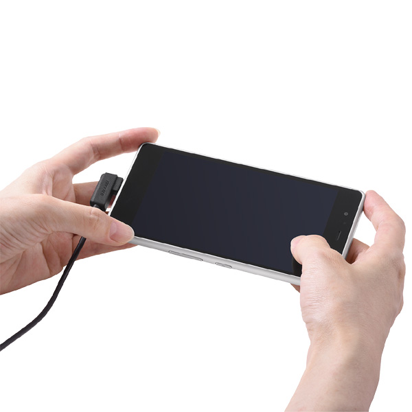 USB2.0ケーブル A-microB L字右向き 1.5m ブラック