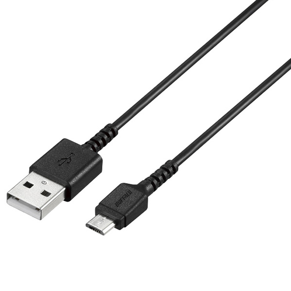 USB2.0 A to microB ラバーブッシュスリムケーブル 1.5m ブラック