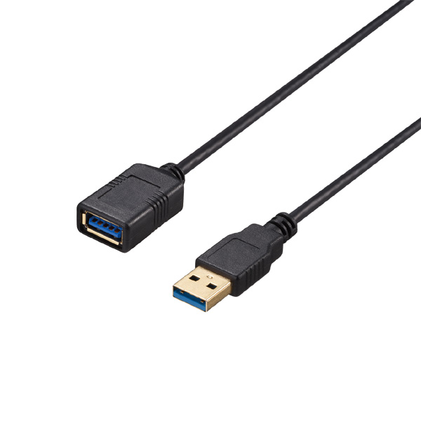 USB3.2 Gen1 ケーブル 延長用 A-A スリム 1m ブラック