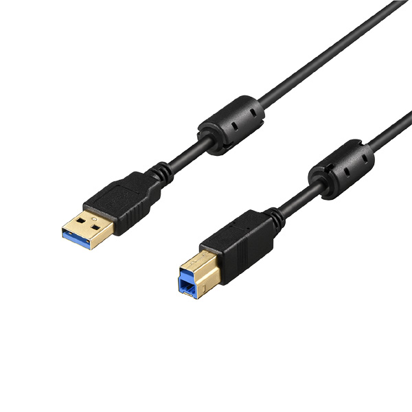 USB3.2 Gen1 ケーブル A-B フェライトコア付 1m ブラック