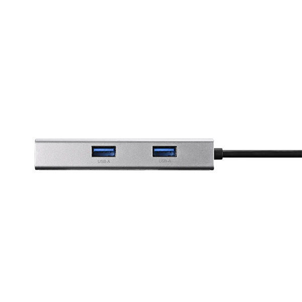 Giga対応 USB-A LANアダプター ハブ付 シルバー
