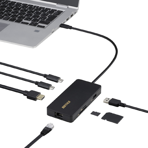 USB Type-C接続 ドッキングステーション PD対応 CR付 ブラック