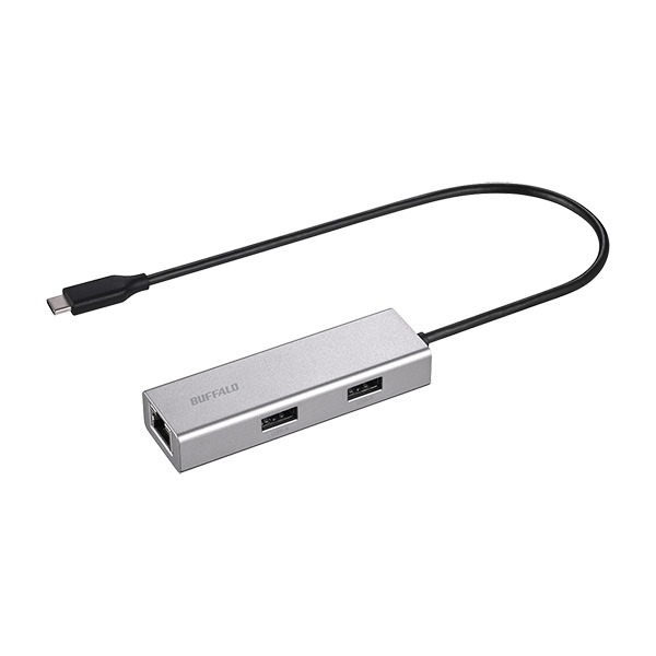 Giga対応 USB-C接続 LANアダプター ハブ付 シルバー