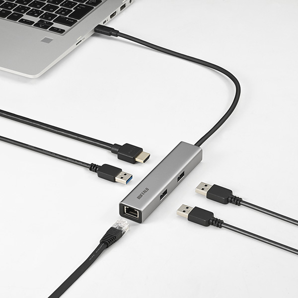 USB-Cドッキングステーション 5ポート PD非対応 シルバー